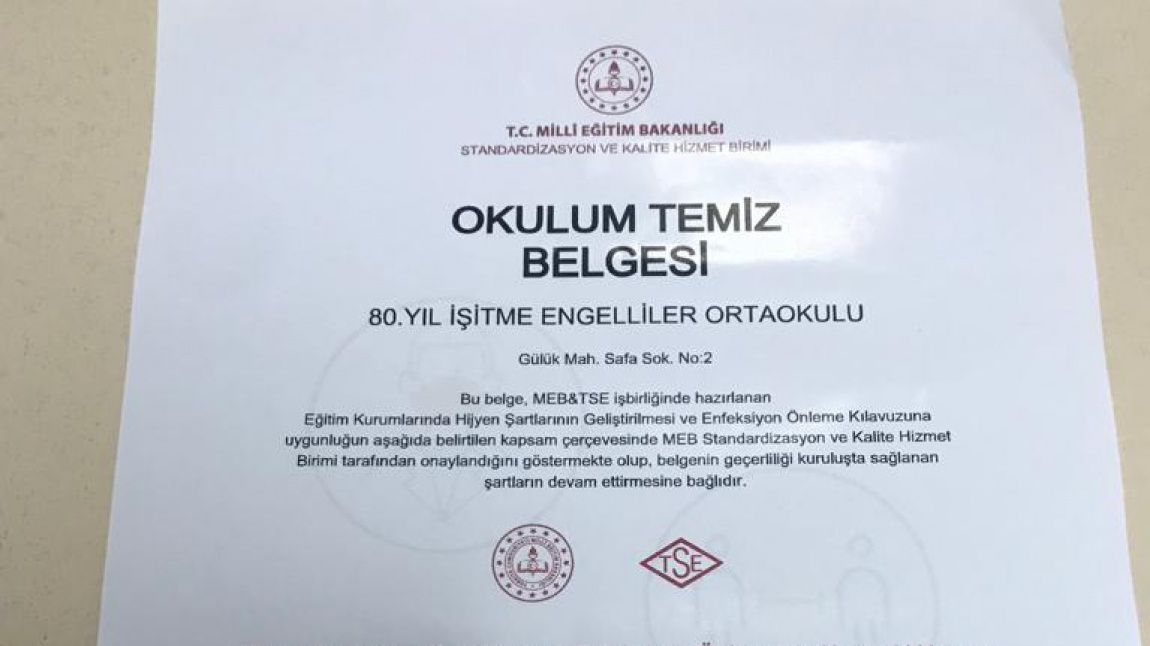 OKULUM TEMİZ BELGEMİZİ ALDIK